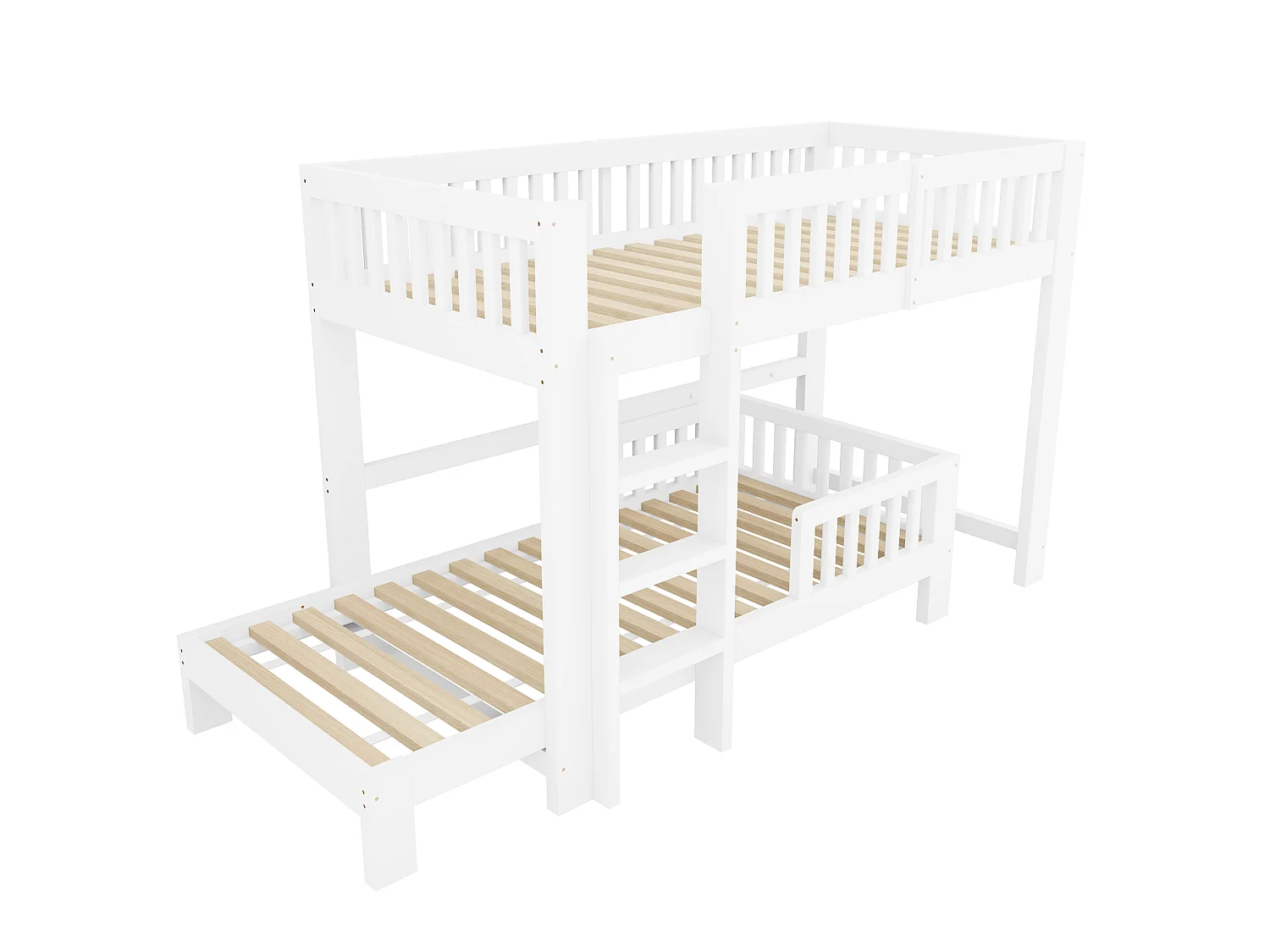 Letti a castello modulari 2 x 90 x 200 cm con sponde di sicurezza - Legno - Bianco (Materasso non incluso)