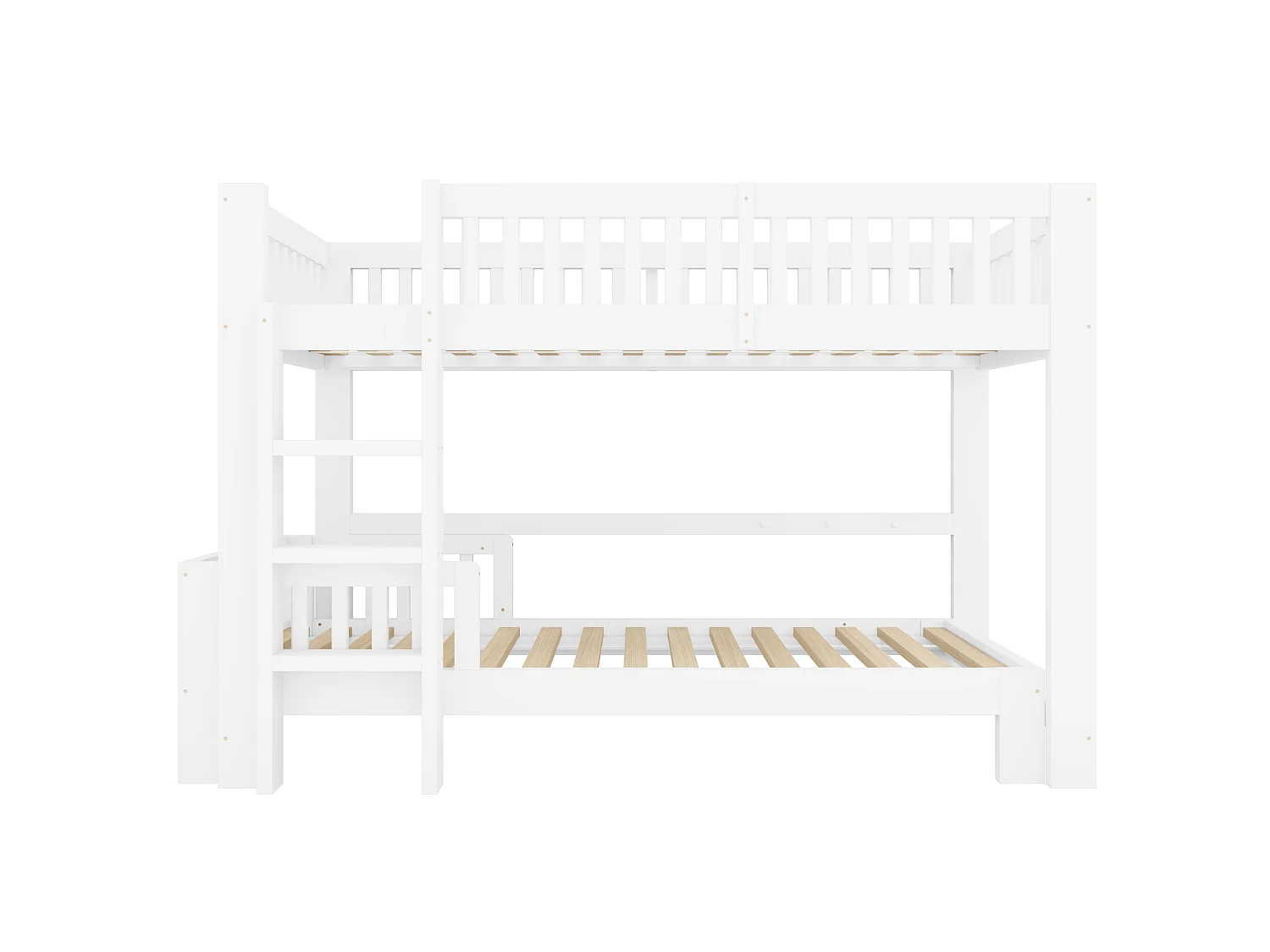 Letti a castello modulari 2 x 90 x 200 cm con sponde di sicurezza - Legno - Bianco (Materasso non incluso)