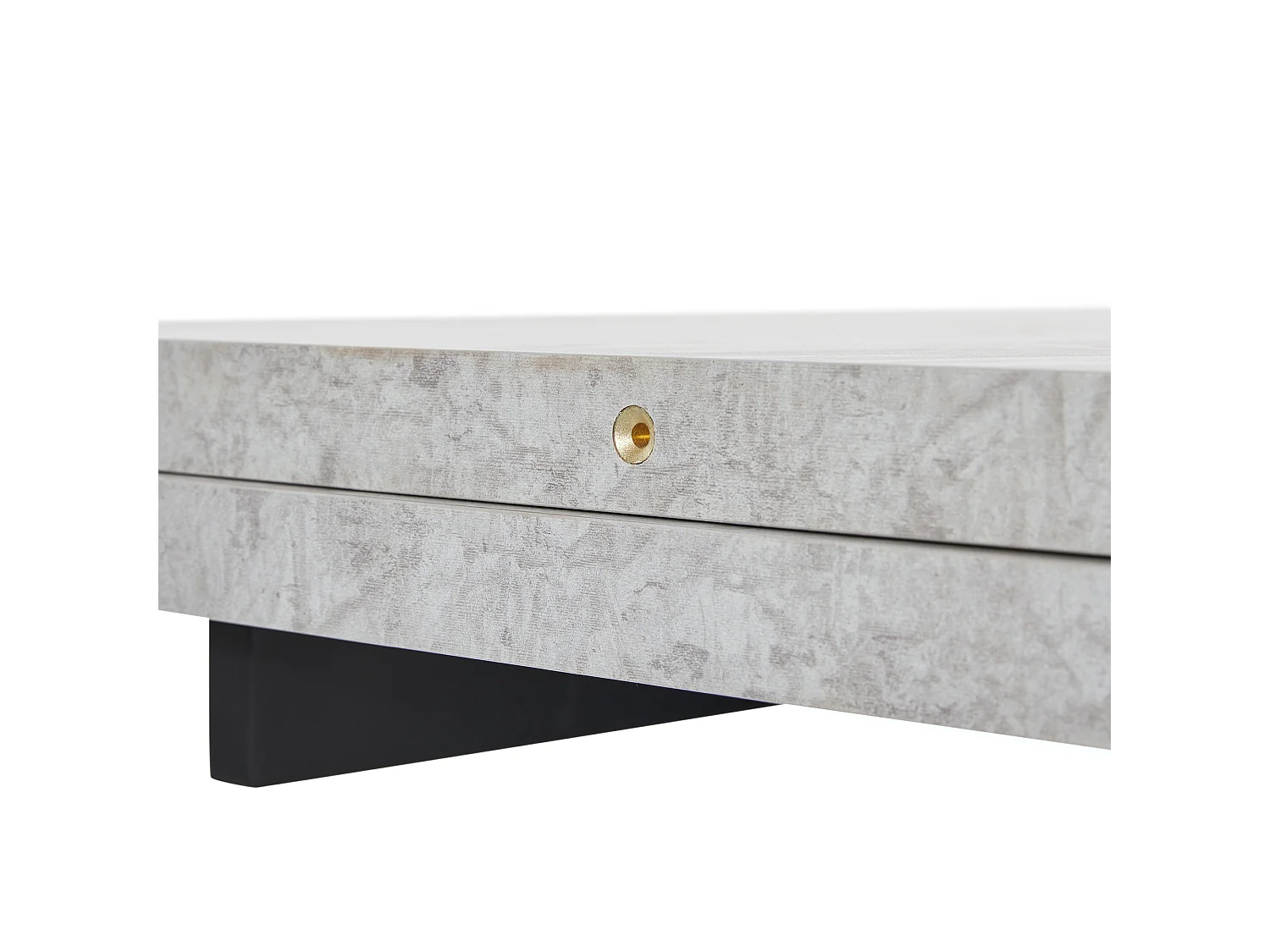 Table de salle à manger extensible 4 à 6 couverts - 99/159 x 74 x 77 - MDF + pièds en métal - Plateau en effet marbre - Gris