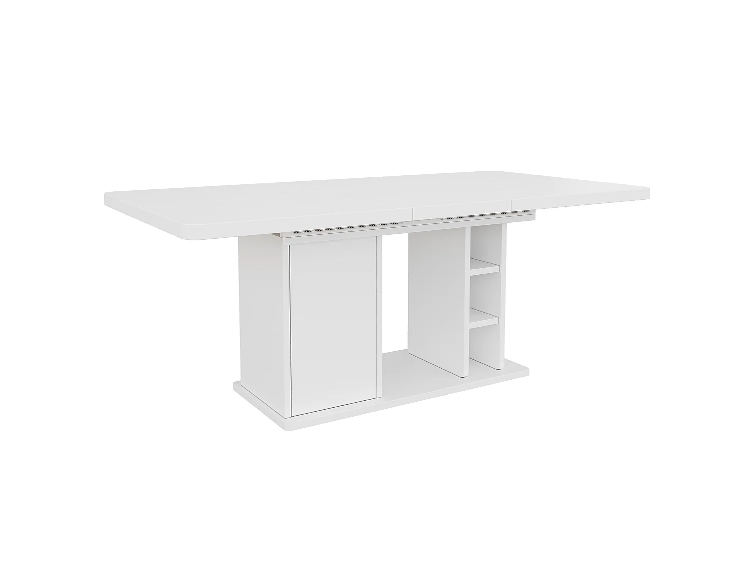 Rozkładany stół jadalny z 1 drzwiami i otwartymi przegródkami - MDF - 140-180 x 80 x 75 cm - biały