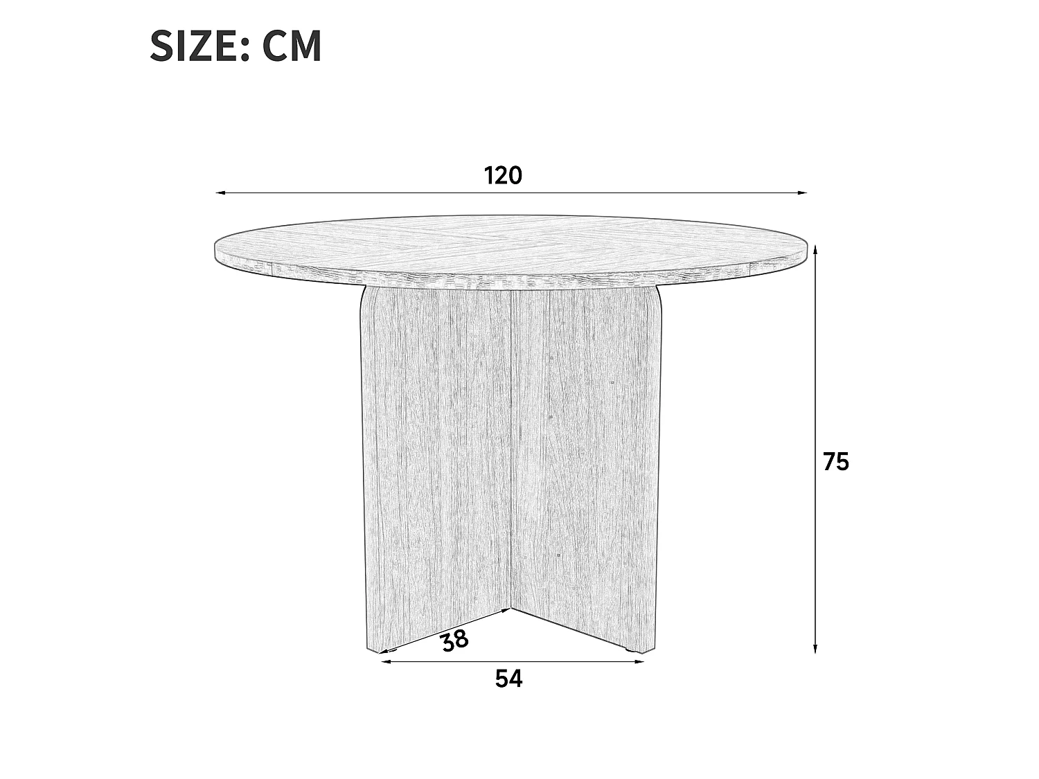 Table à manger ronde 120 cm pour 4 à 6 couverts avec design scandinave minimaliste - MDF - 120 x 120 x 75 cm - Chêne