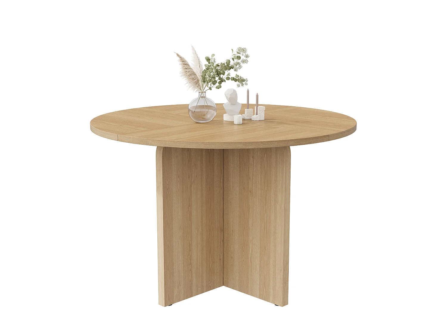 Table à manger ronde 120 cm pour 4 à 6 couverts avec design scandinave minimaliste - MDF - 120 x 120 x 75 cm - Chêne