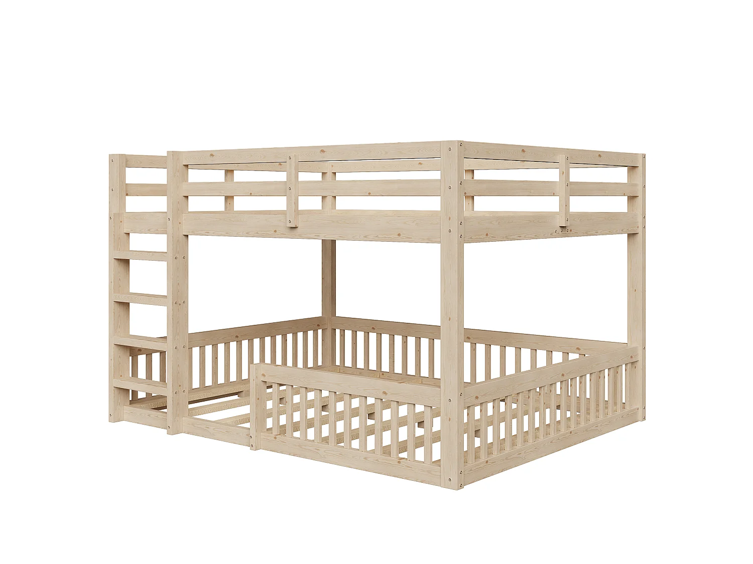 Letti a castello 160 x 200 cm con sponde di sicurezza - Pino + MDF - Legno naturale (materasso non incluso)