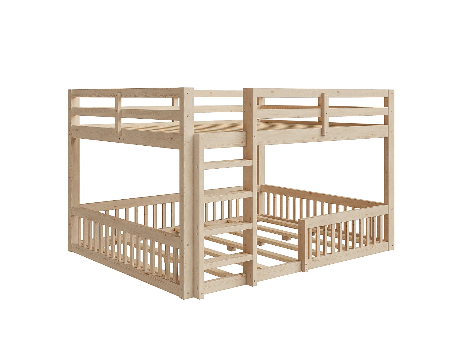 Letti a castello 160 x 200 cm con sponde di sicurezza - Pino + MDF - Legno naturale (materasso non incluso)