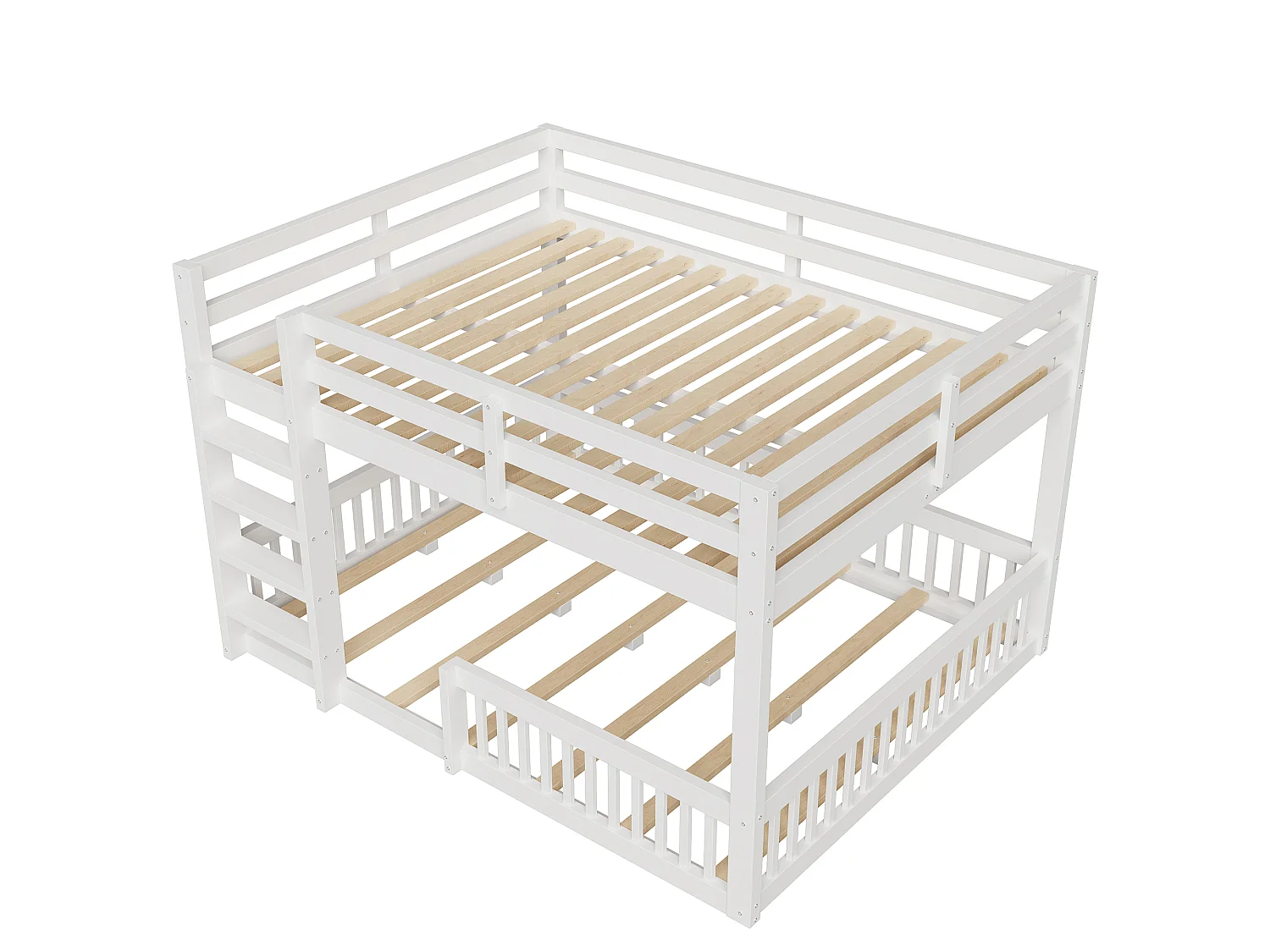 Letti a castello 160 x 200 cm con sponde di sicurezza - Pino + MDF - Bianco (Materasso non incluso)