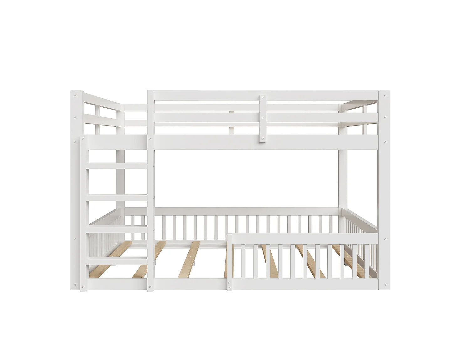 Letti a castello 160 x 200 cm con sponde di sicurezza - Pino + MDF - Bianco (Materasso non incluso)