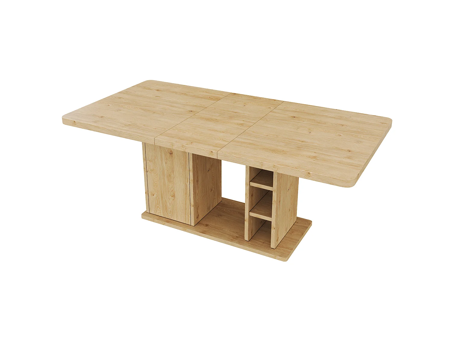 Rozkładany stół jadalny z 1 drzwiami i otwartymi przegródkami - MDF - 140-180 x 80 x 75 cm - Dąb