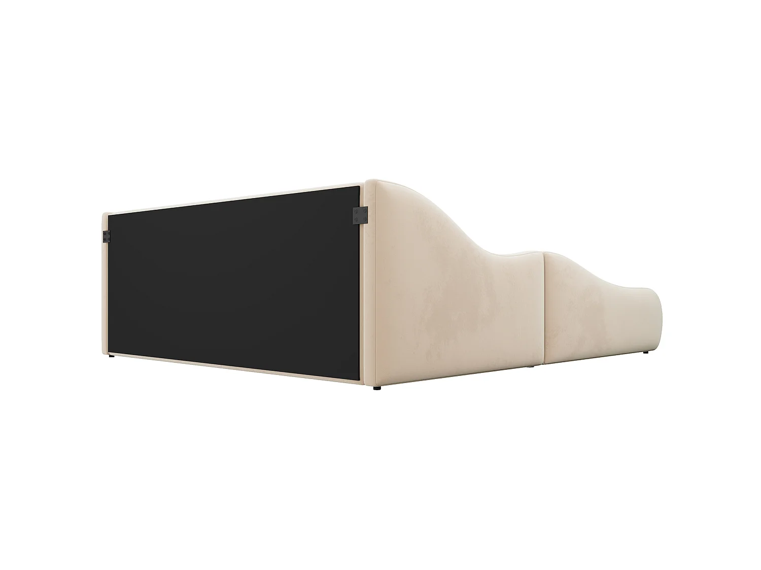 Klädd säng 90 x 200 cm med hög huvudgavel och sänggrindar - Sammet - Beige (Madrass ingår ej)