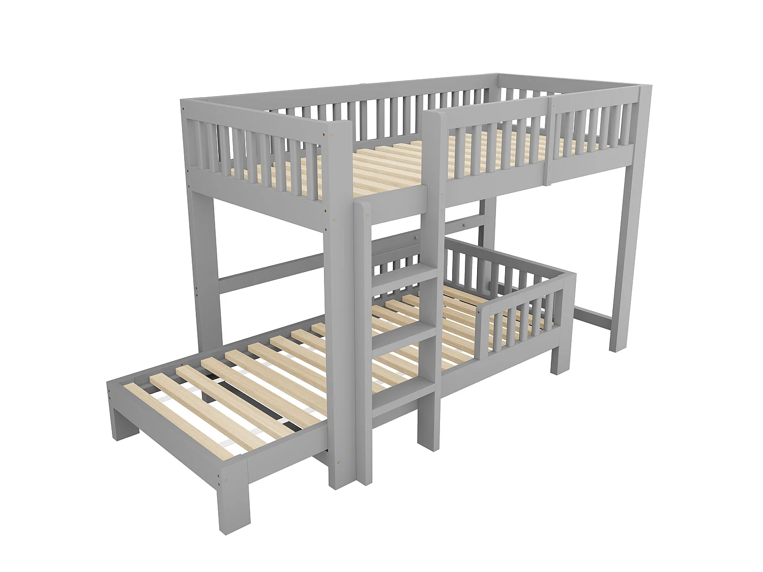 Letti a castello modulari 2 x 90 x 200 cm con sponde di sicurezza - Legno - Grigio (Materasso non incluso)
