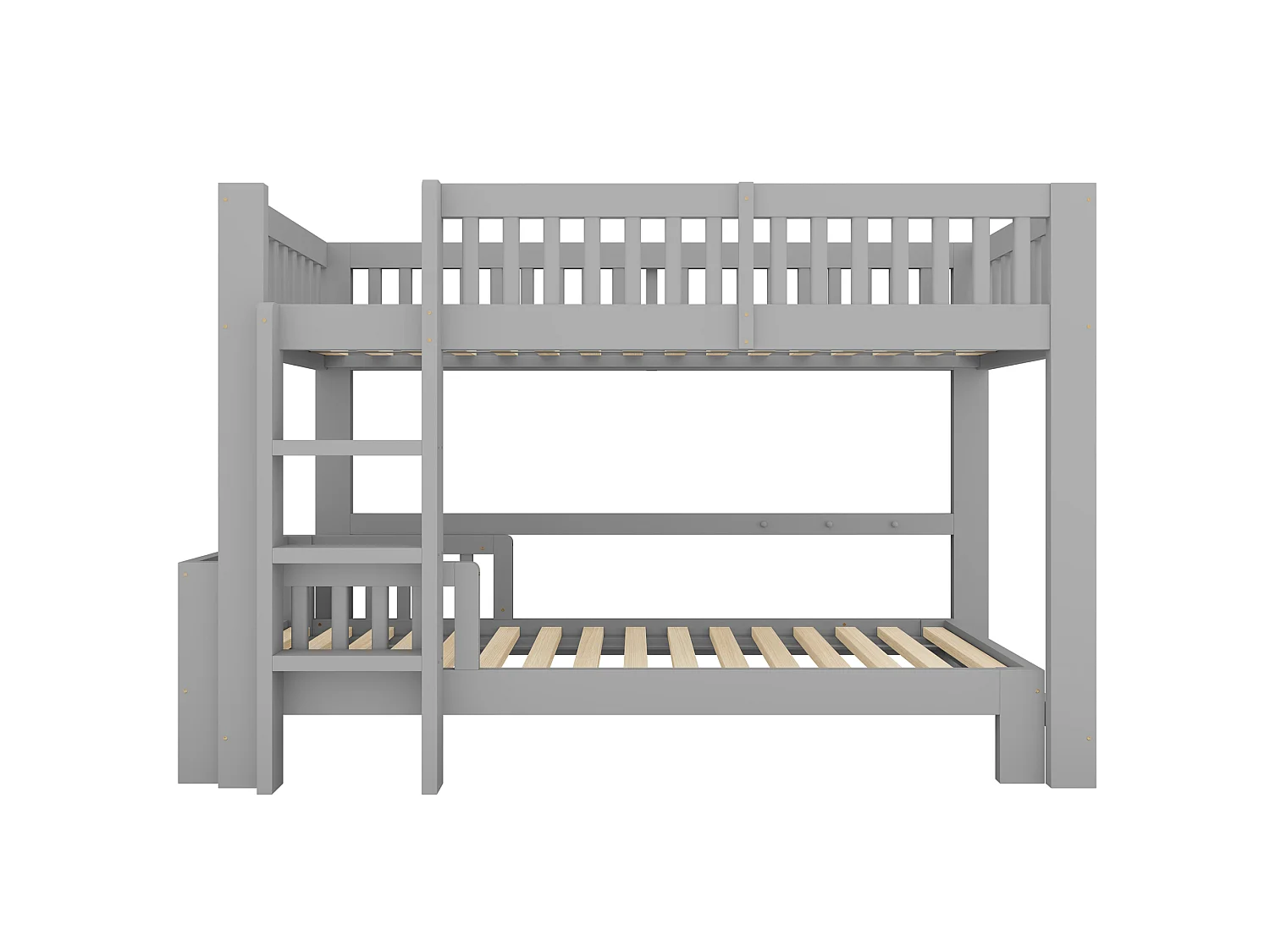 Letti a castello modulari 2 x 90 x 200 cm con sponde di sicurezza - Legno - Grigio (Materasso non incluso)