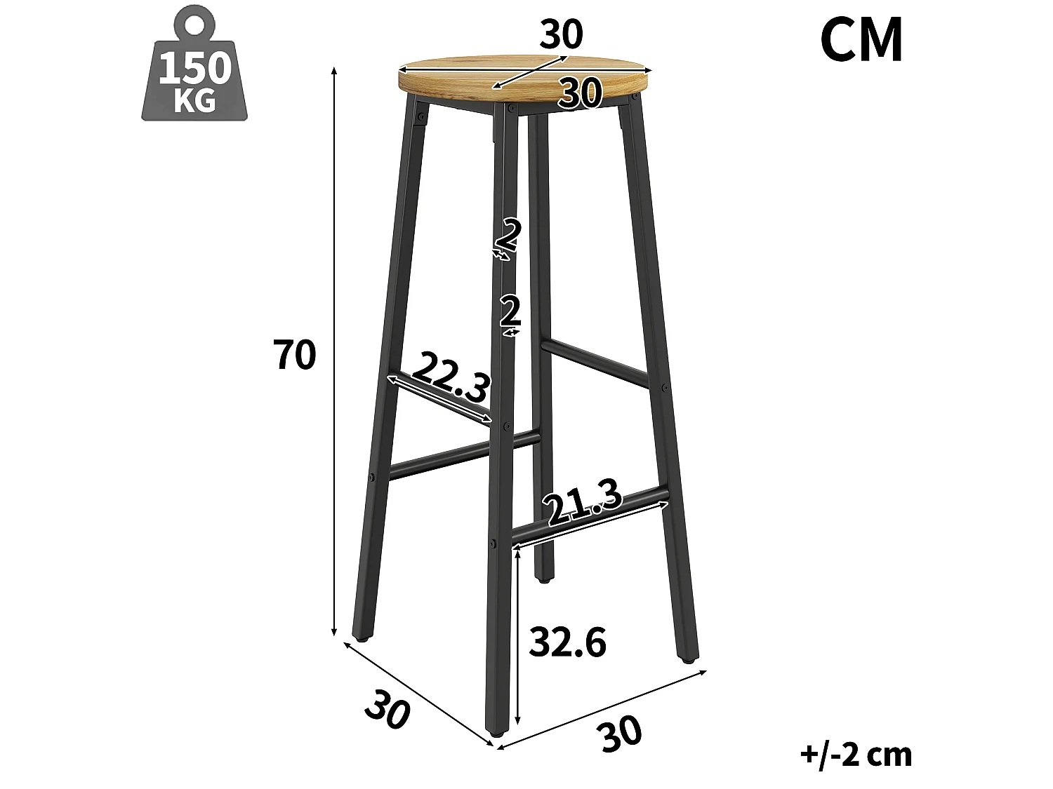 Ensemble table de bar haute extensible avec 2 tabourets, 4 tiroirs et casiers à bouteilles - MDF - 138-204 x 39 x 105 cm - Noir