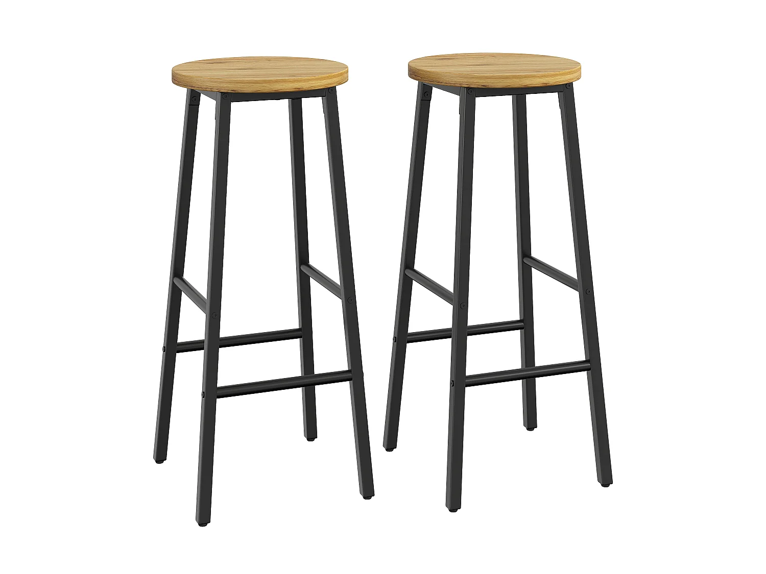 Ensemble table de bar haute extensible avec 2 tabourets, 4 tiroirs et casiers à bouteilles - MDF - 138-204 x 39 x 105 cm - Noir