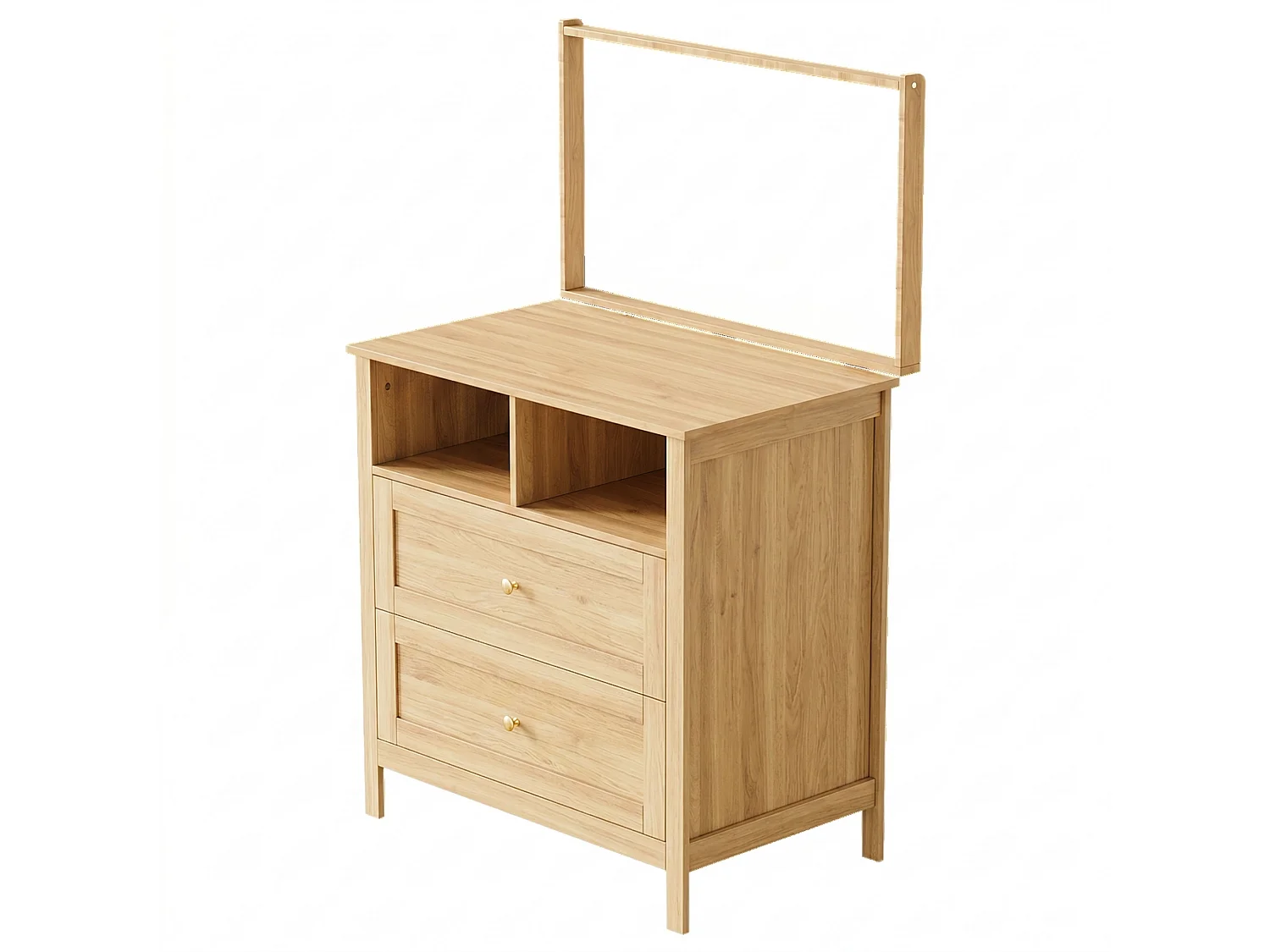 Fasciatoio con 2 cassetti e 2 vani a giorno - 82 x 50 x 90 cm - Piano fasciatoio removibile - MDF - Legno naturale