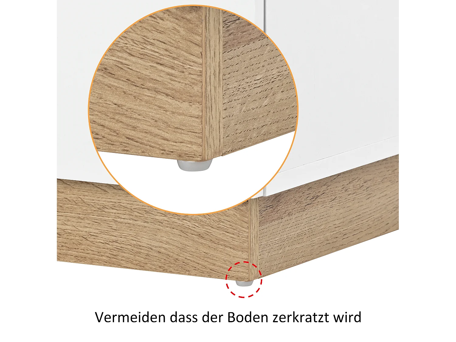 Nachttisch mit 2 Schubladen – 55 x 40 x 55 cm – E1-Spanplatte – Weiß + Eiche