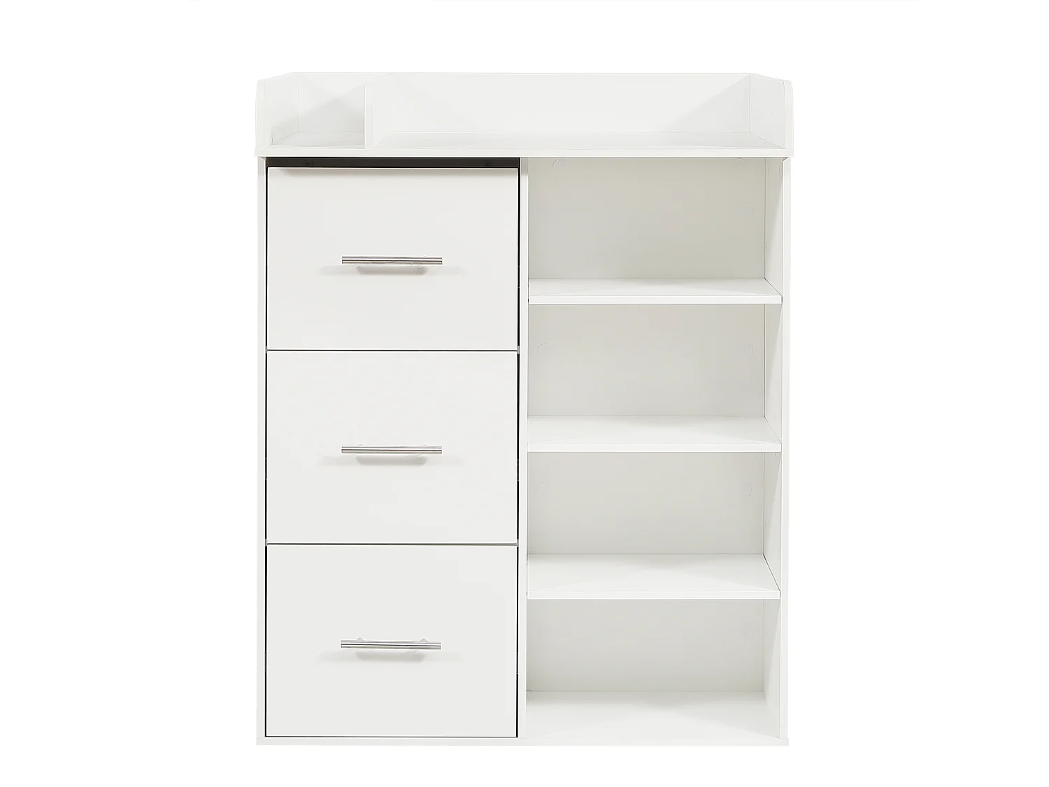 Changing table with 3 drawers and 4 shelves - 80 x 75 x 100 cm - MDF and particleboard - White