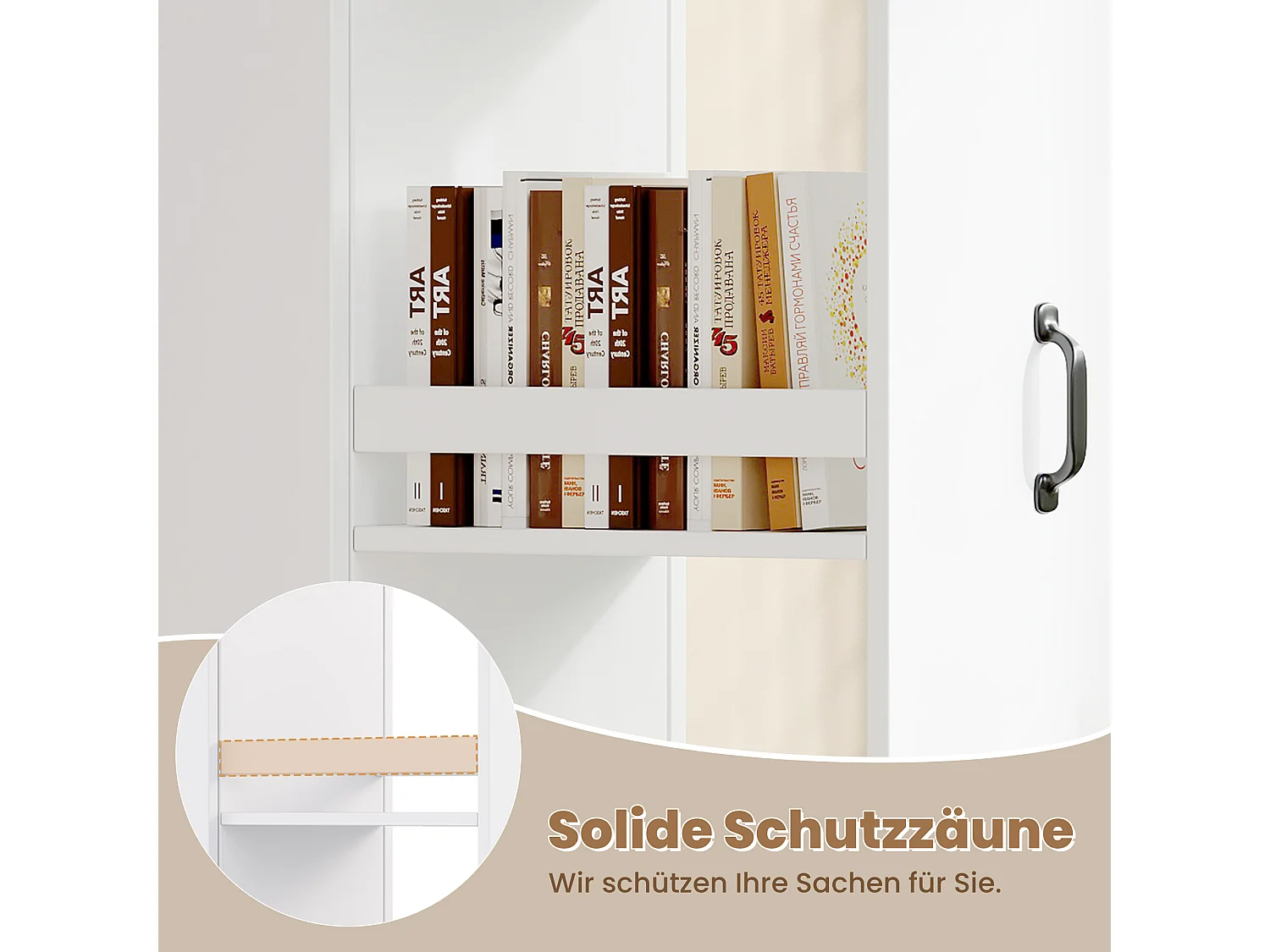 Estante estreita com rodízios, compartimentos para armazenamento e proteção antiqueda, reversível - MDF - 40 x 30 x 160,5 cm - Branca