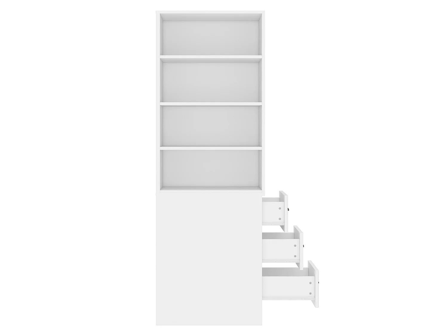 Estante alta com 3 gavetas e 2 prateleiras ajustáveis, reversível - Aglomerado - 60 x 38 x 180 cm - Branca