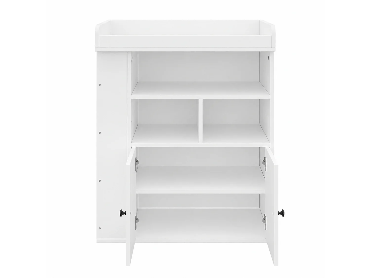 Fasciatoio 2 in 1 con ripiani, 3 scomparti e 2 ante - MDF - 82 x 50 x 100 cm - Bianco (Tappetino fasciatoio non incluso)