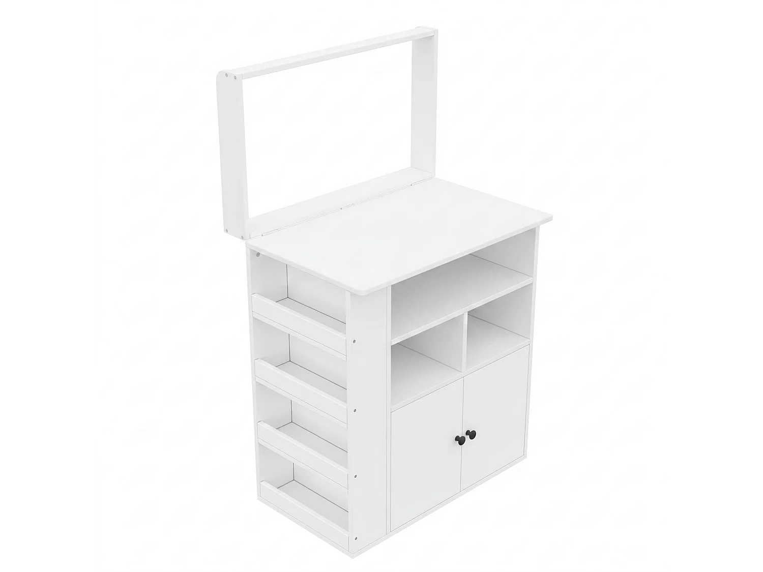 Fasciatoio 2 in 1 con ripiani, 3 scomparti e 2 ante - MDF - 82 x 50 x 100 cm - Bianco (Tappetino fasciatoio non incluso)