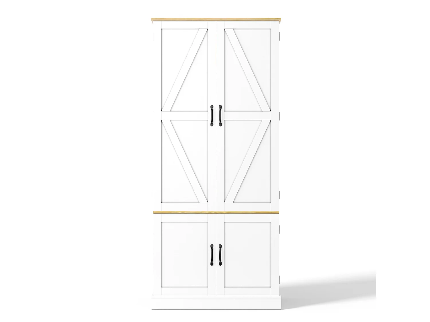 Küchenschrank mit 4 Türen, 2 Schubladen, verstellbaren Einlegeböden und bewegungsaktivierter Beleuchtung – 80 x 40 x 180 cm – MDF – Weiß