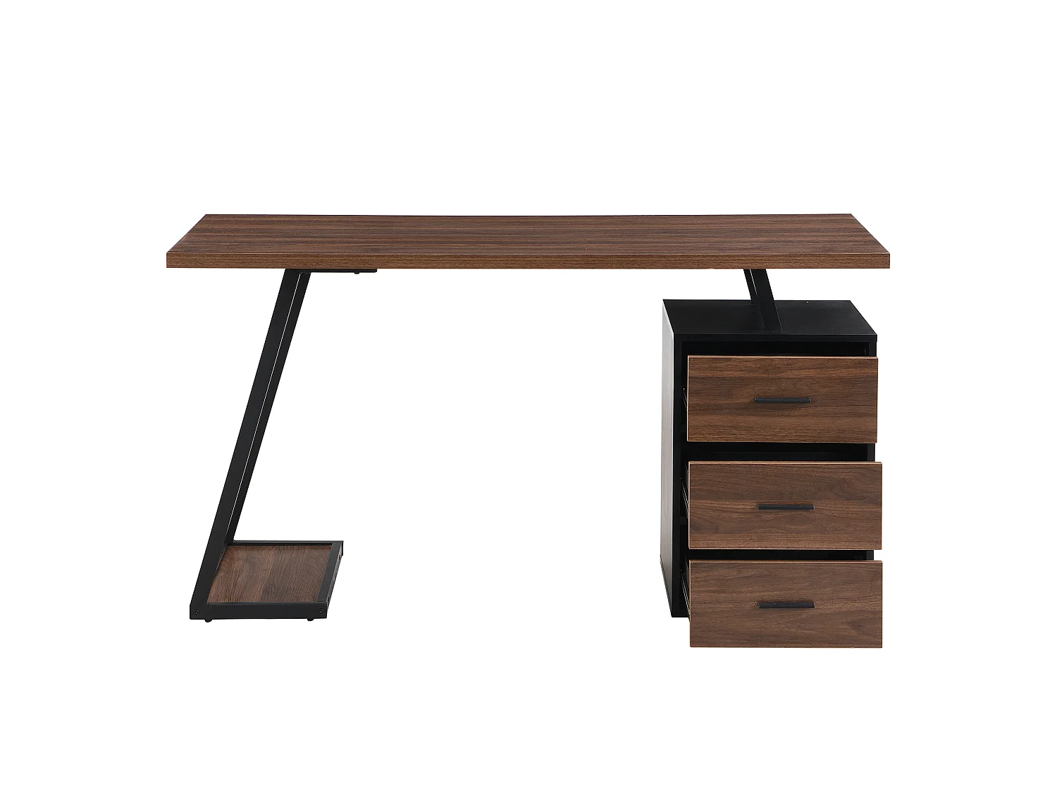 Skrivebord med 3 skuffer - 138,5 x 58 x 75 cm - Industriel stil - MDF - Brun + sort