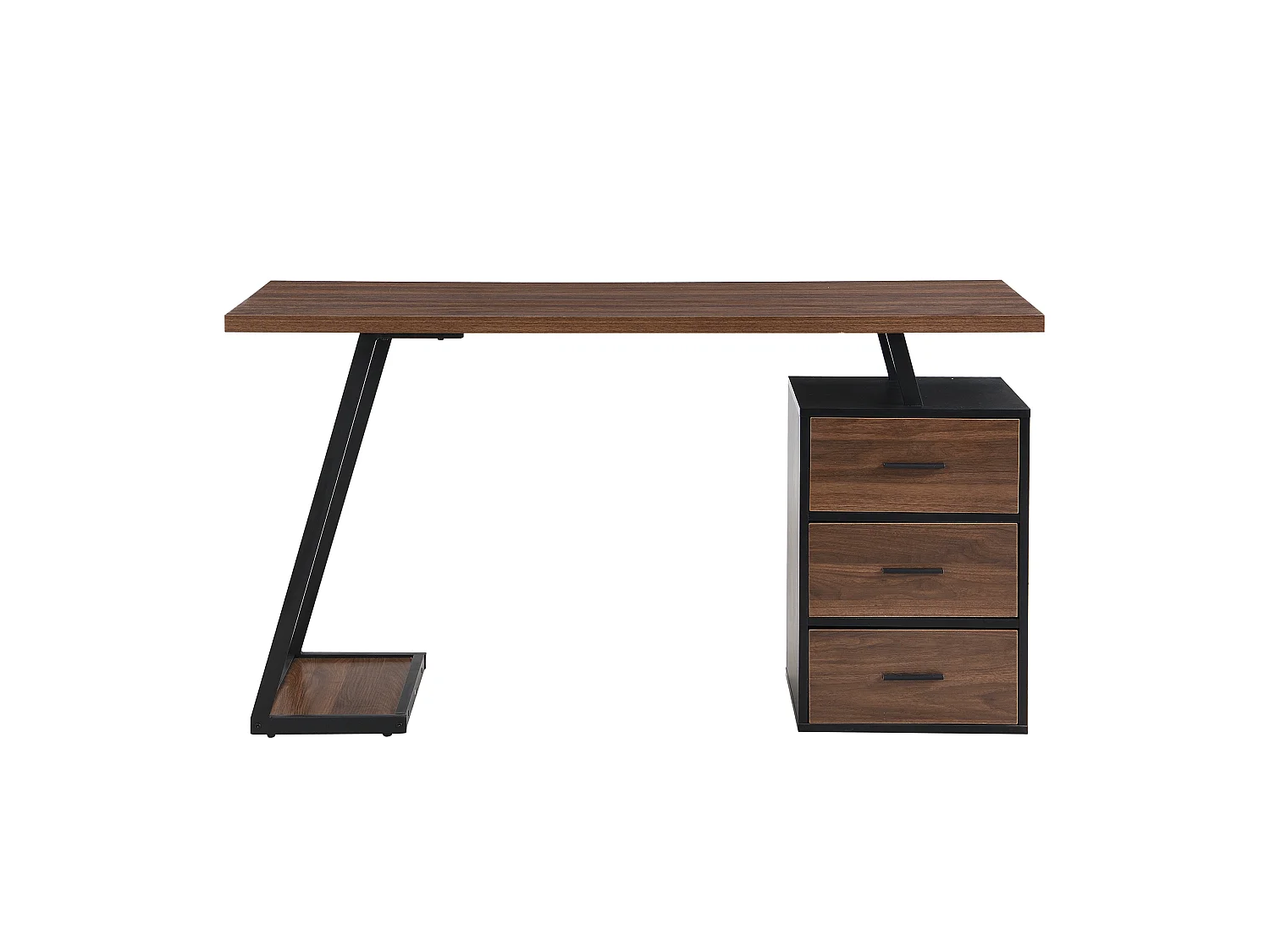 Skrivebord med 3 skuffer - 138,5 x 58 x 75 cm - Industriel stil - MDF - Brun + sort