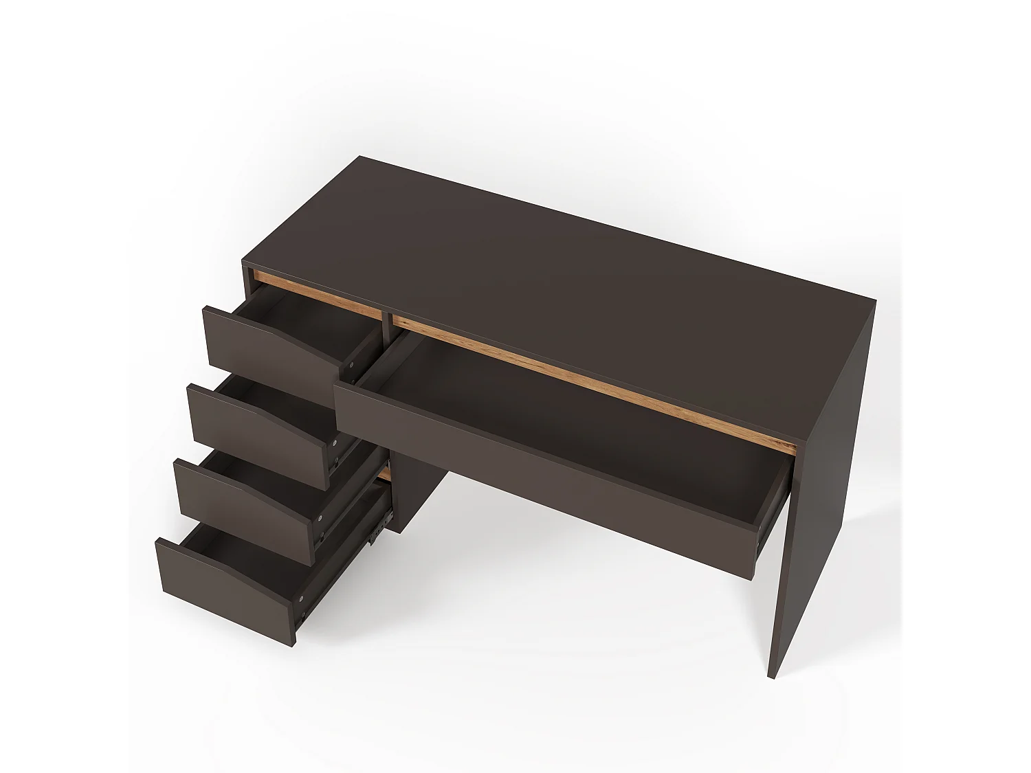 Scrivania con 5 cassetti e ampio spazio contenitivo - MDF - 140 x 50 x 78 cm - Grigio e rovere