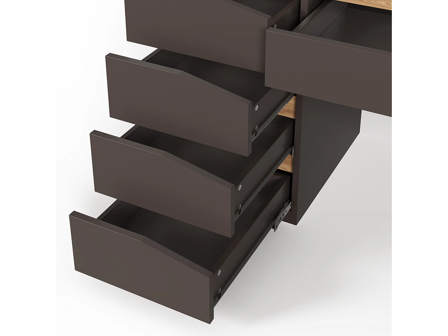 Scrivania con 5 cassetti e ampio spazio contenitivo - MDF - 140 x 50 x 78 cm - Grigio e rovere