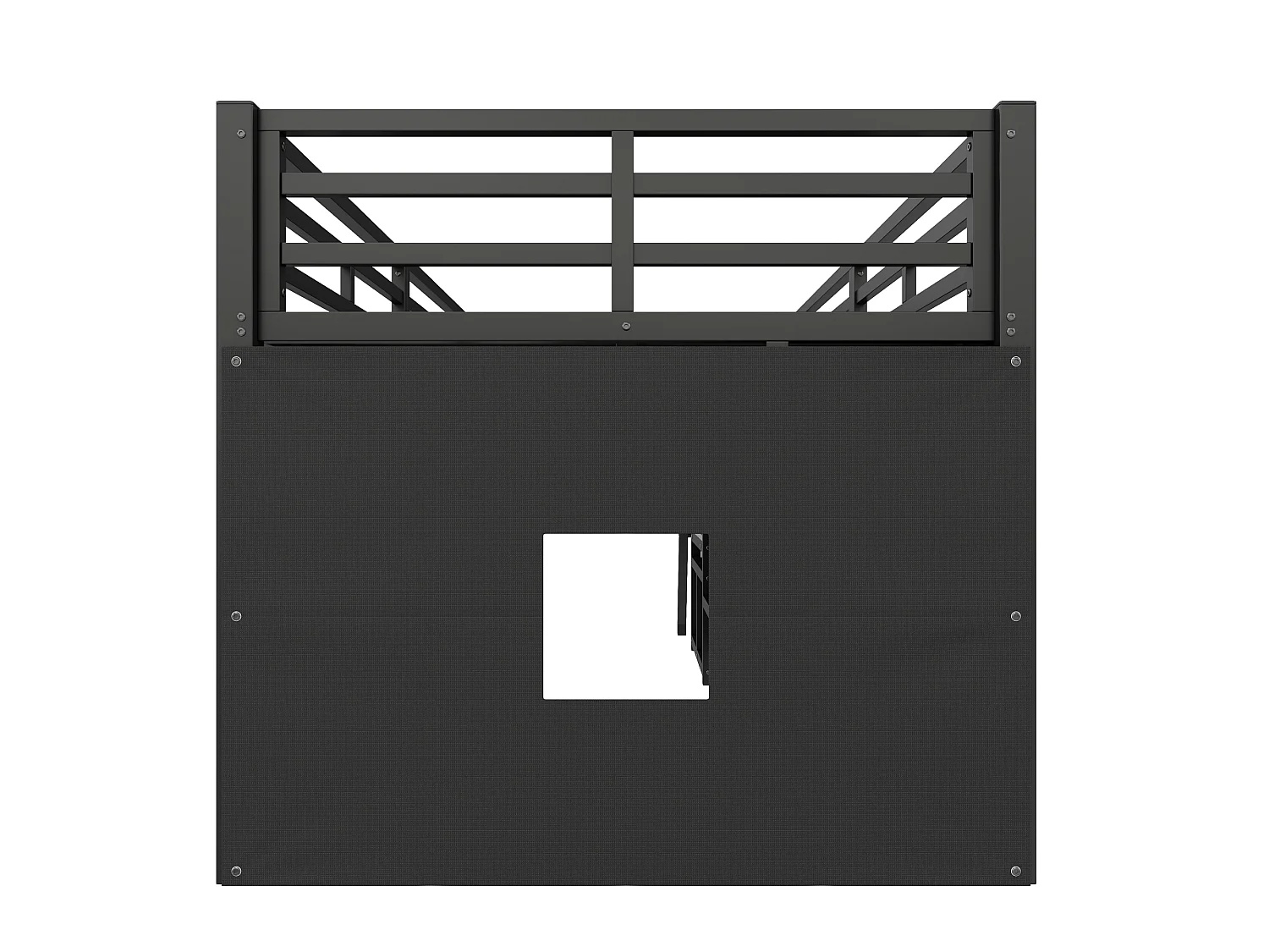 Łóżko średniej wysokości 90 x 200 cm z 7 materiałowymi szufladami, półkami i oświetleniem LED - Metalowe - Czarne (Materac nie jest wliczony w cenę)