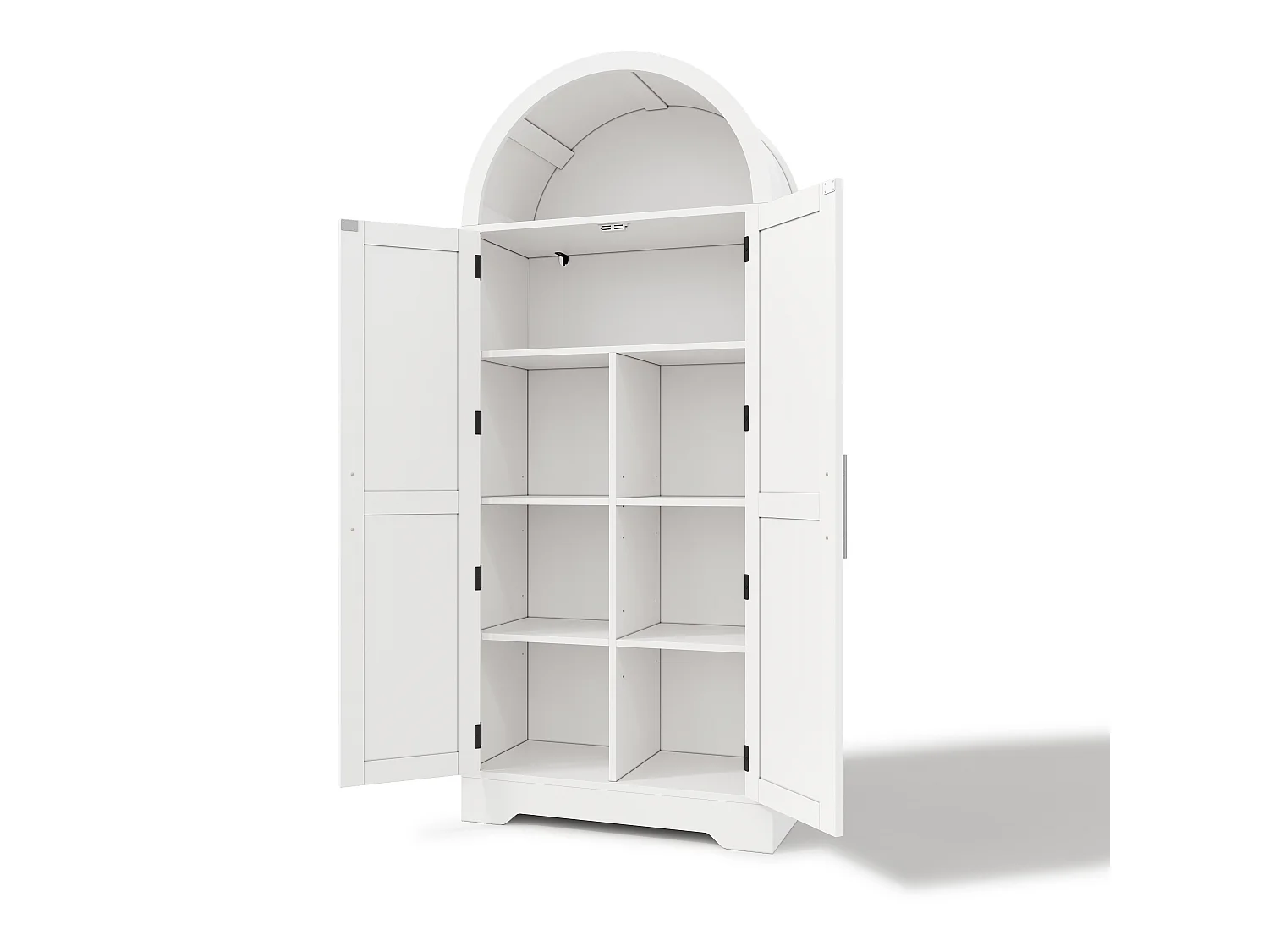 Küchenschrank mit verstellbaren Einlegeböden und X-förmigen Türen, Vitrine – 70 x 35 x 170 cm – Multifunktionales Aufbewahrungsmöbel aus MDF – Weiß