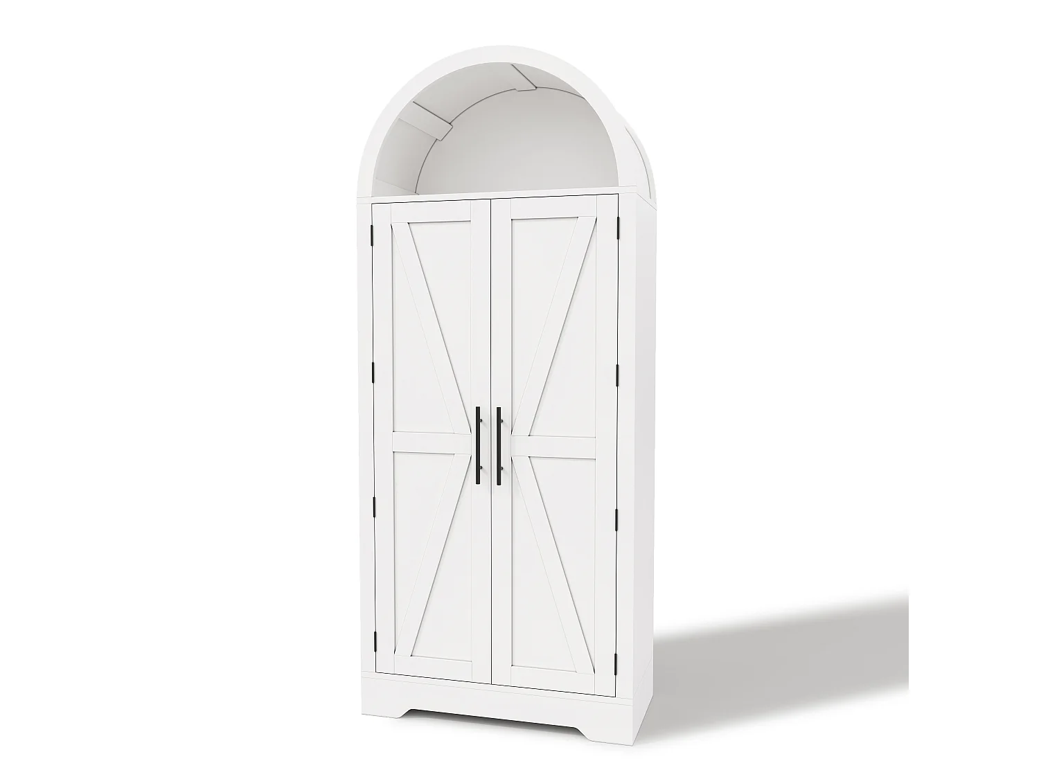 Küchenschrank mit verstellbaren Einlegeböden und X-förmigen Türen, Vitrine – 70 x 35 x 170 cm – Multifunktionales Aufbewahrungsmöbel aus MDF – Weiß