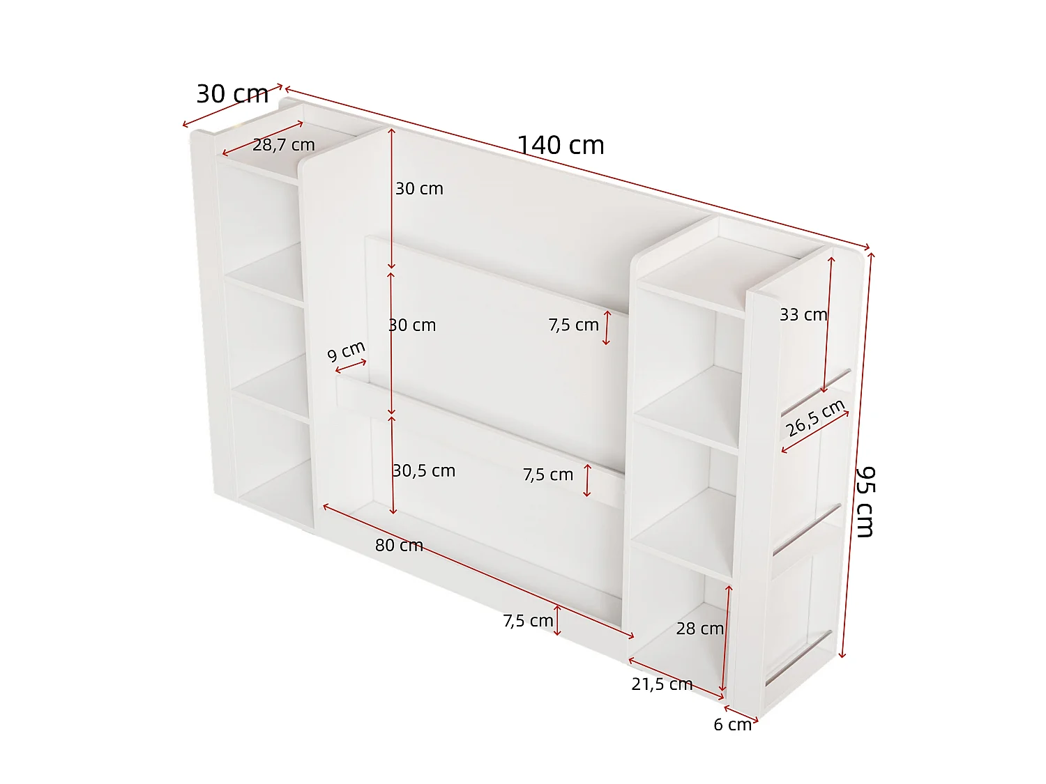Estante com prateleira ilustrada - 140 x 30 x 95 cm - MDF - Design moderno - Branca