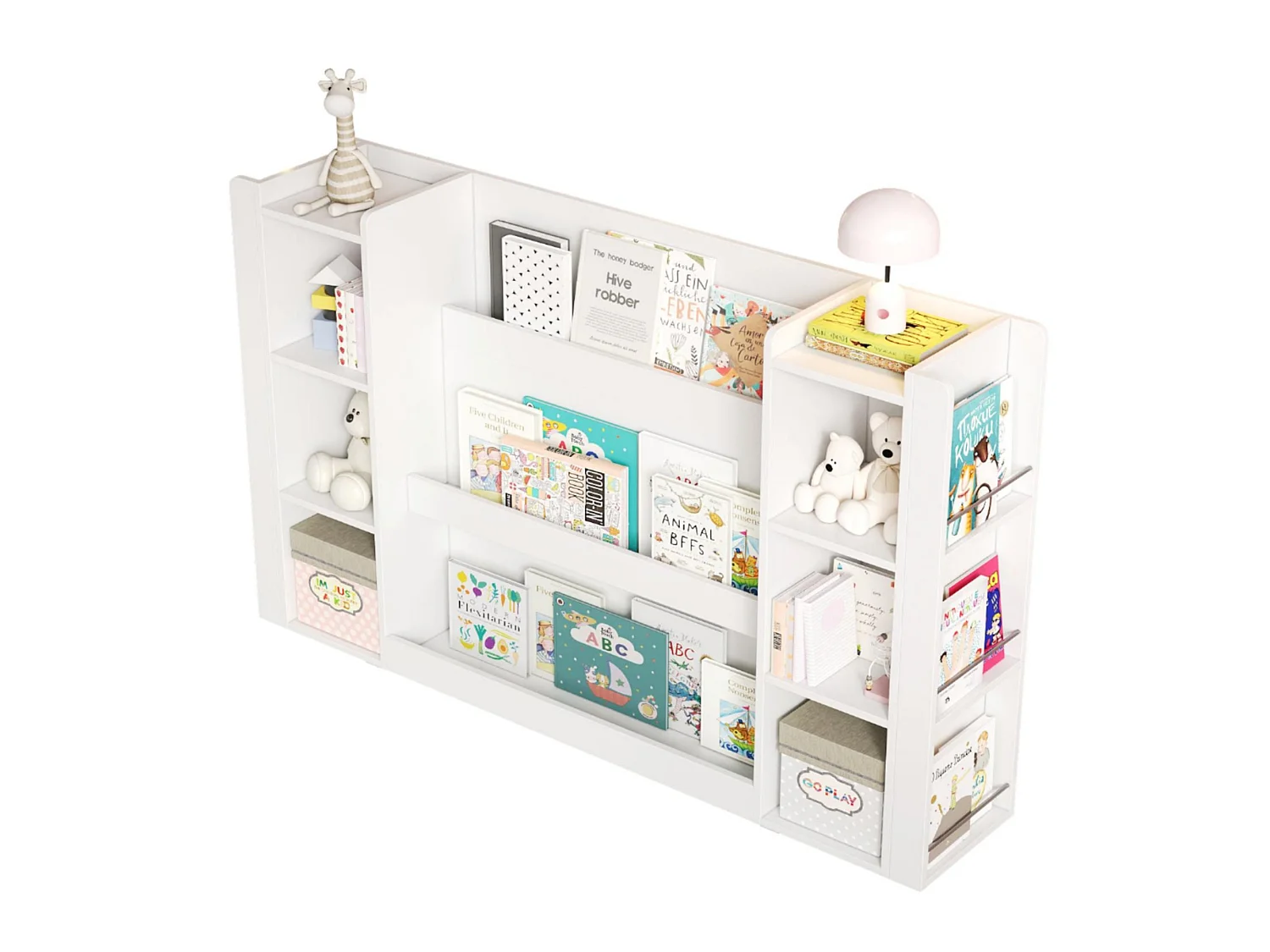 Estante com prateleira ilustrada - 140 x 30 x 95 cm - MDF - Design moderno - Branca