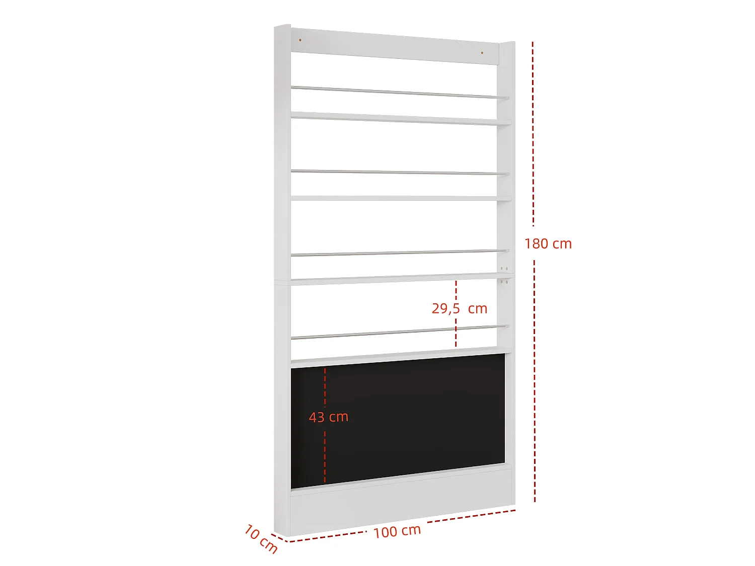 Kinderbureau en boekenkastset met 5 lades - 120 x 45 x 74 cm + 100 x 10 x 180 cm - MDF - Wit