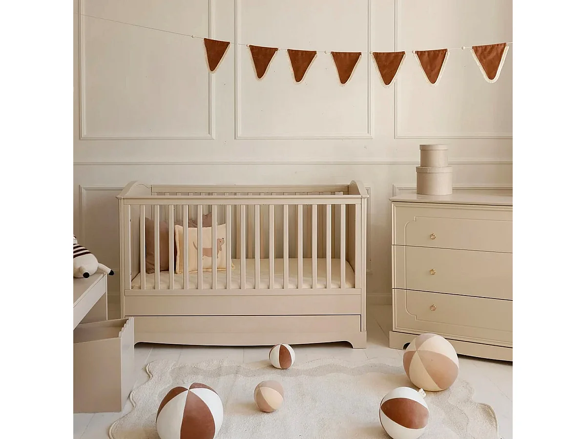 Lit évolutif 70x140 et commode 3 tiroirs Bellamy Royal Beige