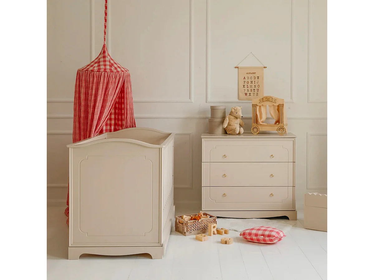 Lit évolutif 70x140 et commode 3 tiroirs Bellamy Royal Beige