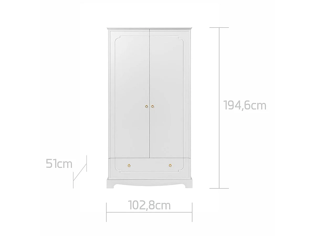 Lit évolutif 70x140 et armoire 2 portes Bellamy Royal Beige