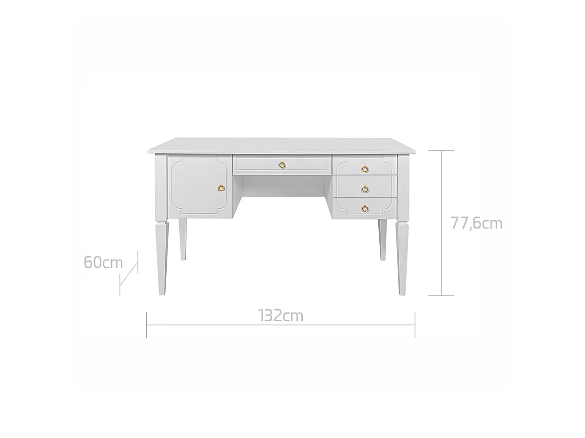 Skrivebord 4 skuffer 1 dør Bellamy Royal Beige