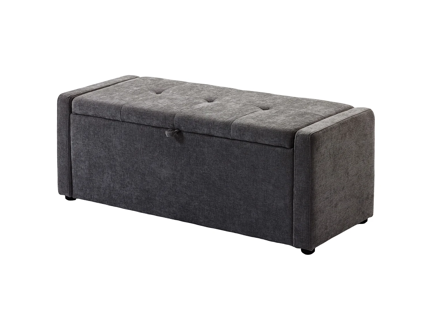 Banquette coffre 2 en 1 - bout de lit - assise effet capitonné - tissu anthracite