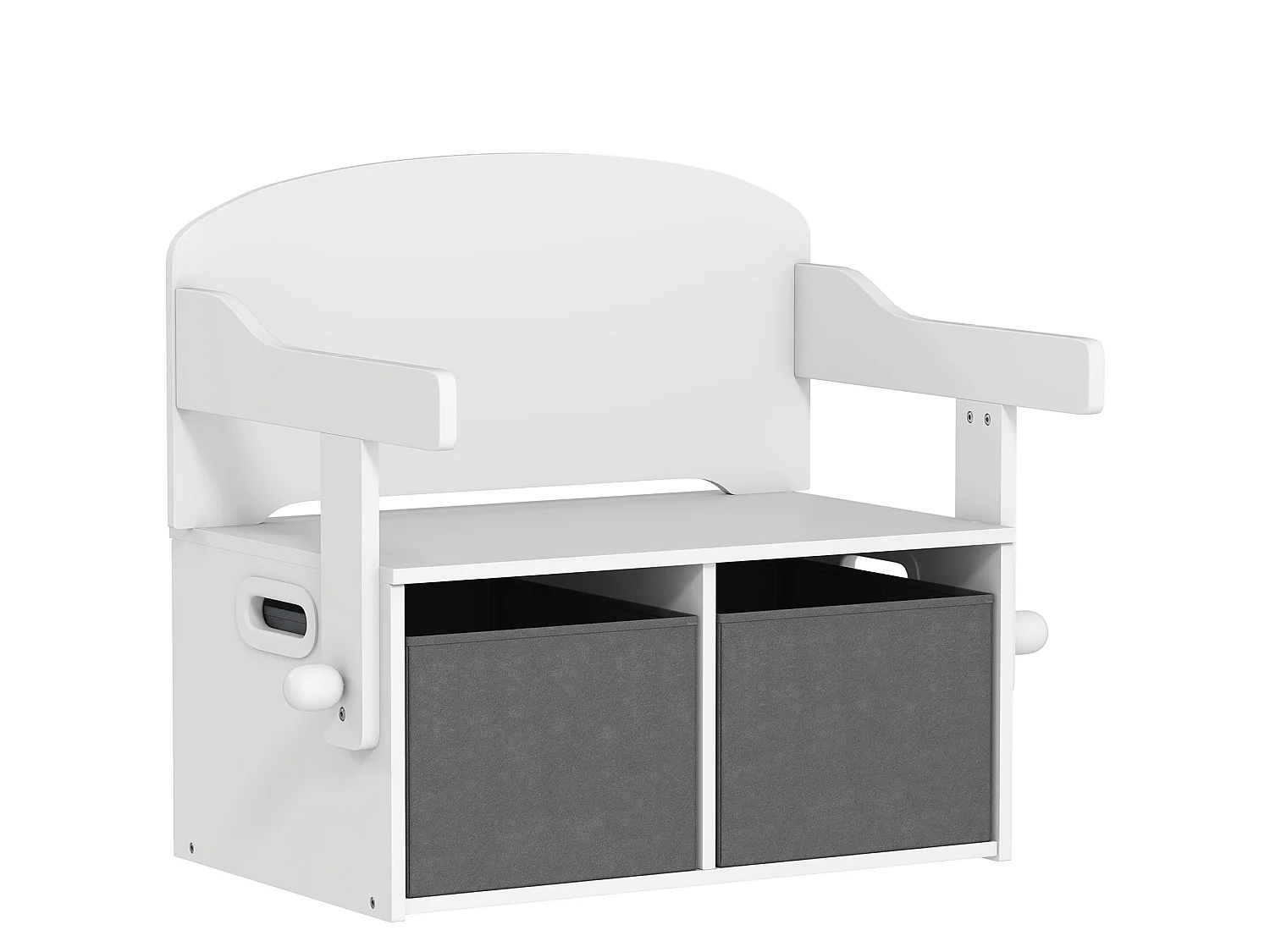 Banc enfant bureau enfant coffre à jouets 3 en 1 gris blanc