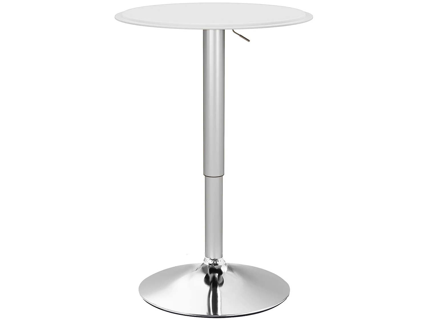 Table de bar table bistro chic style contemporain table ronde hauteur réglable 67-93 cm Ø 63 cm plateau pivotant 360° métal chromé PVC blanc