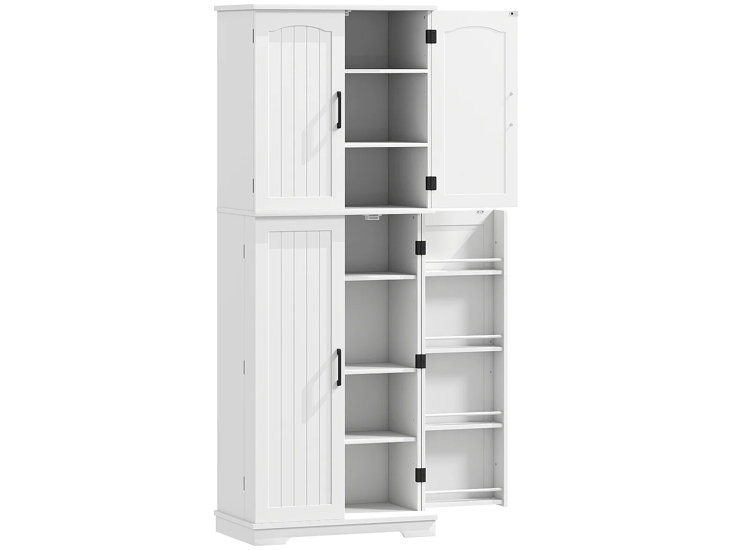 Buffet haut cuisine 4 portes 10 compartiments 8 porte-épices 60 x 35 x 162 cm blanc