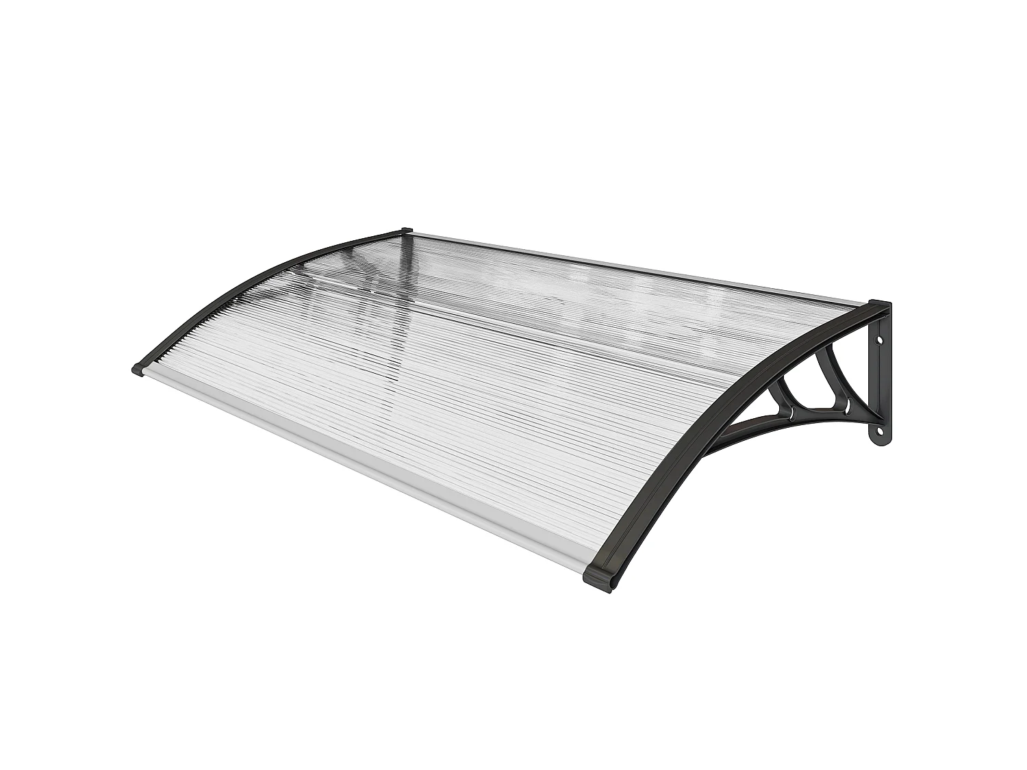 Auvent marquise de porte design voûté arrondi dim. 110x60x18cm alu polycarbonate plastique noir
