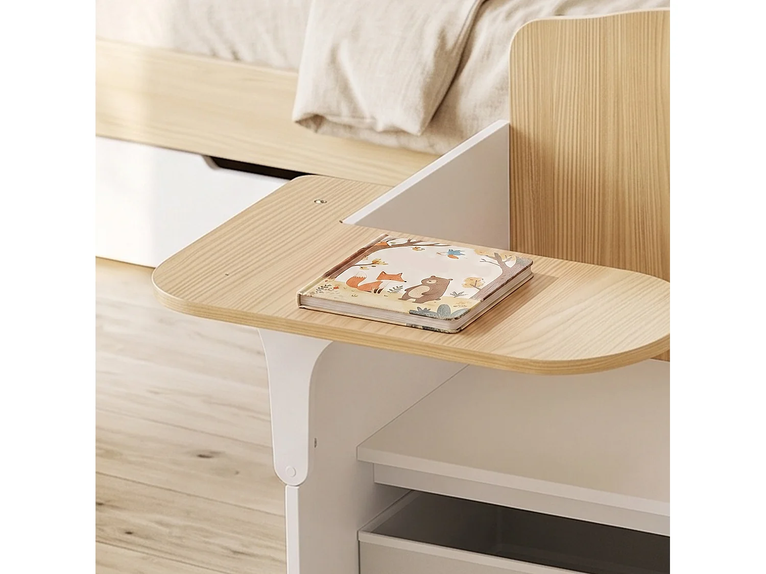 Bureau et chaise pour enfants avec bac de rangement bois blanc