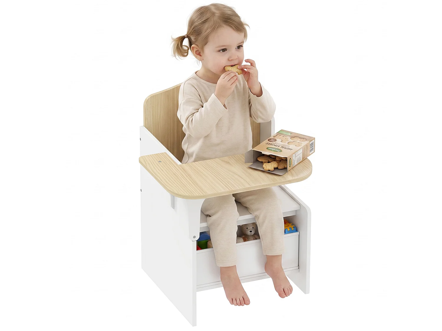 Bureau et chaise pour enfants avec bac de rangement bois blanc