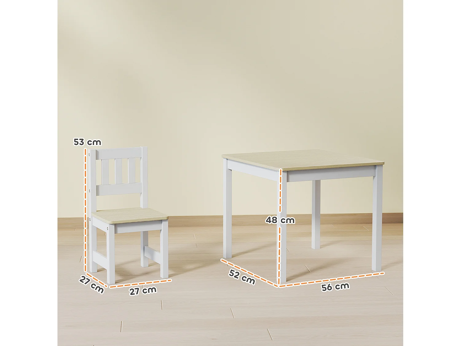 Ensemble table et chaises enfant en bois style nordique