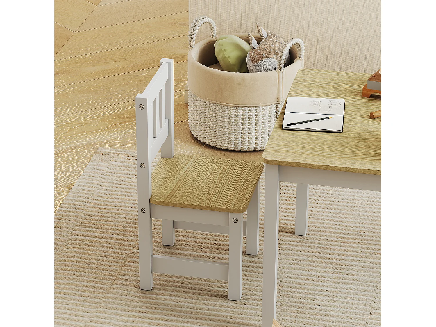 Ensemble table et chaises enfant en bois style nordique