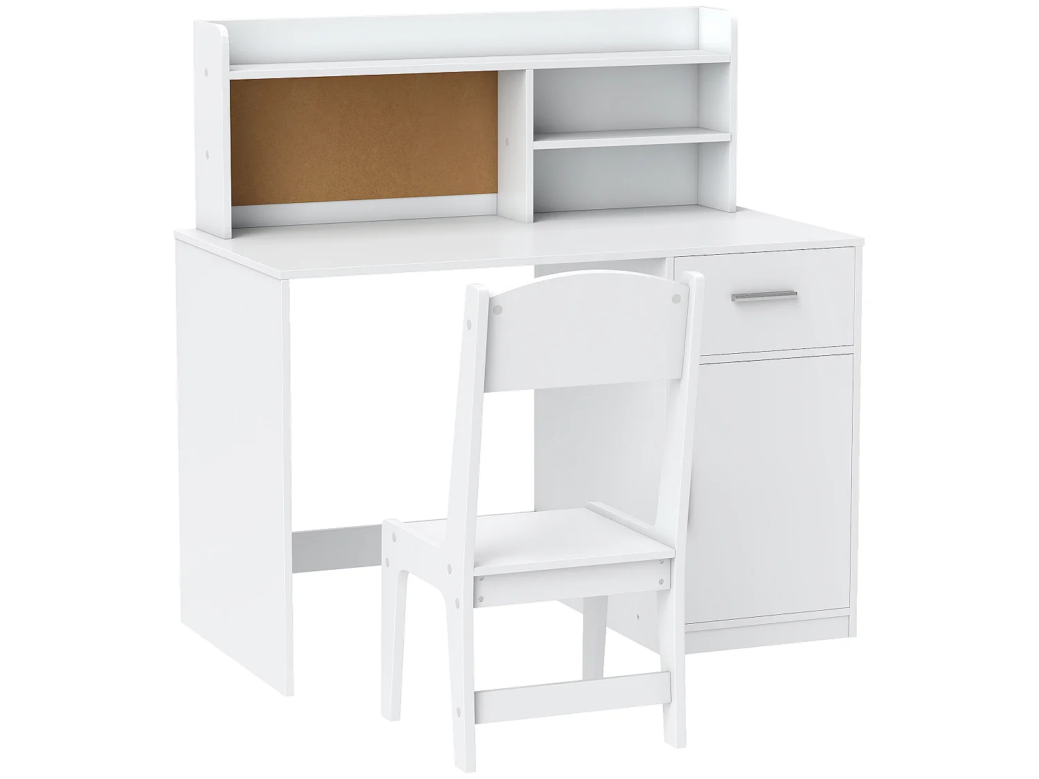Ensemble bureau enfant multi-rangement avec chaise blanc