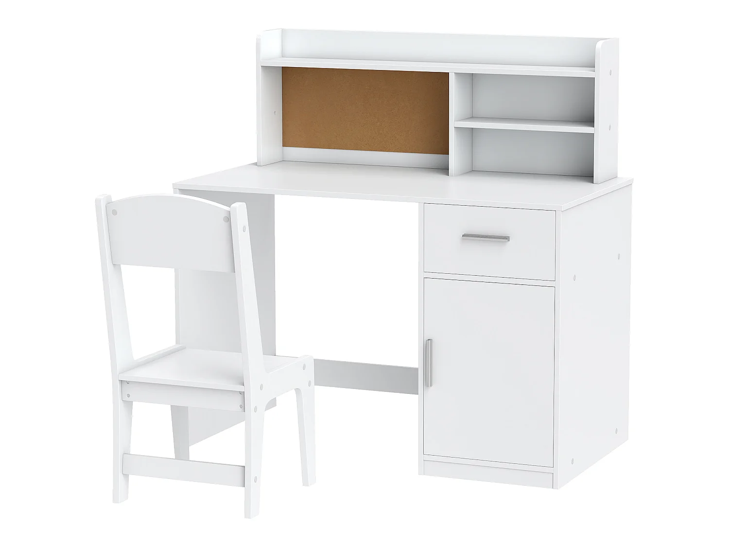 Ensemble bureau enfant multi-rangement avec chaise blanc
