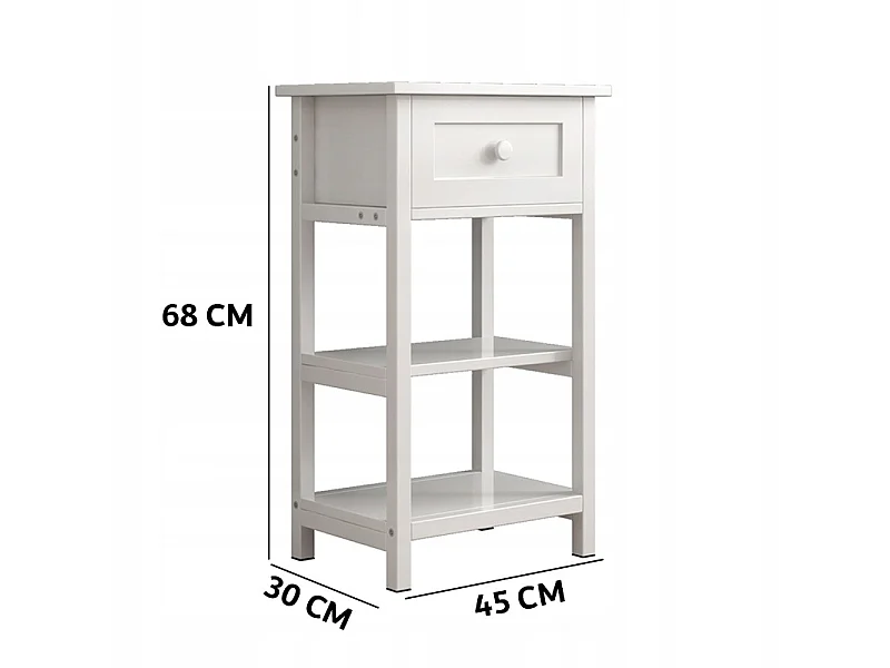 INDUSTRIAL-NACHTTISCH MIT SCHUBLADE UND 2 REGALEN, LOFT-STIL, MODERN, 45 CM
